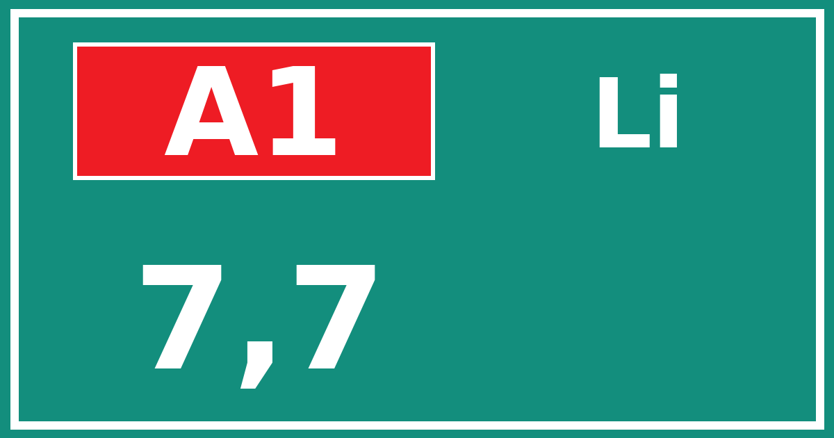 Hectometerbord A1 7,7 zijde Li