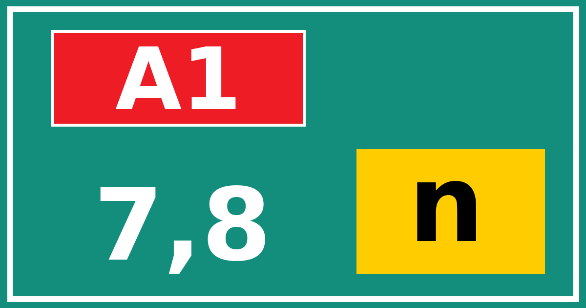 Hectometerbord A1 7,8 letter n