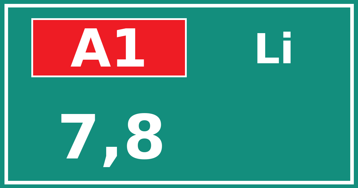 Hectometerbord A1 7,8 zijde Li