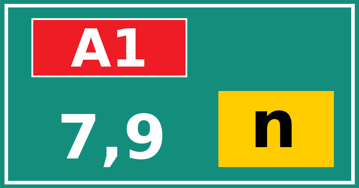 Hectometerbord A1 7,9 letter n