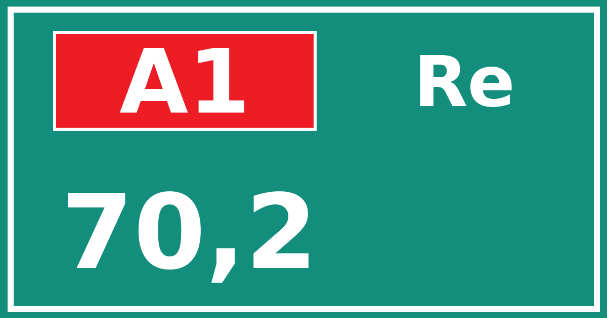 Hectometerbord A1 70,2 zijde Re
