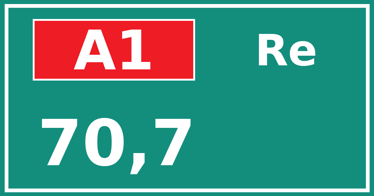 Hectometerbord A1 70,7 zijde Re