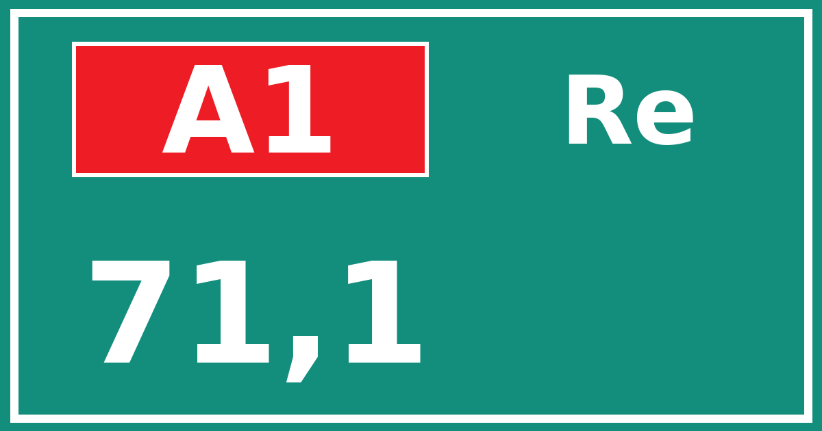 Hectometerbord A1 71,1 zijde Re