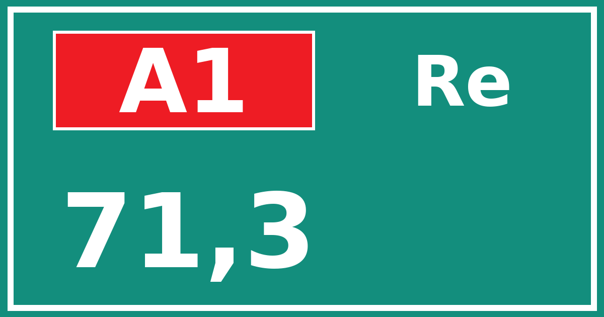 Hectometerbord A1 71,3 zijde Re