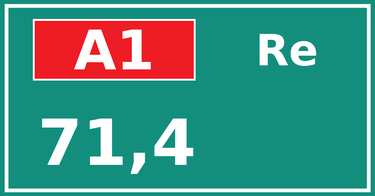 Hectometerbord A1 71,4 zijde Re