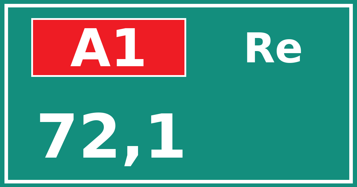 Hectometerbord A1 72,1 zijde Re