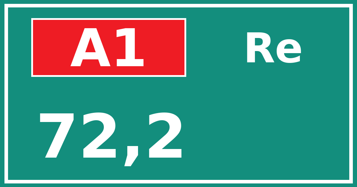 Hectometerbord A1 72,2 zijde Re