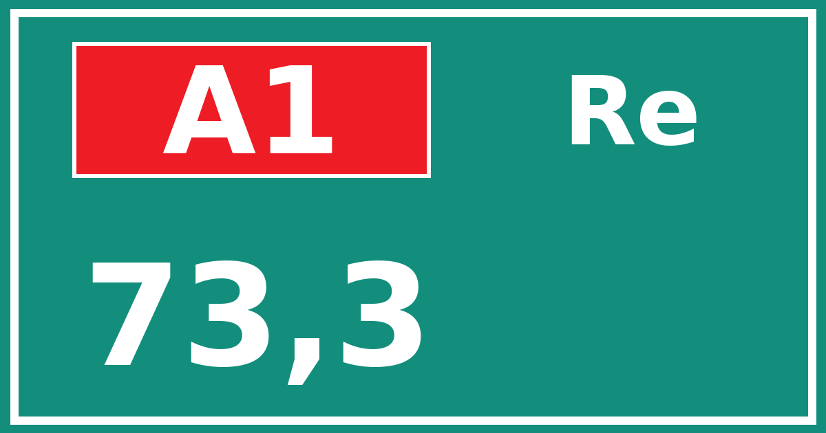 Hectometerbord A1 73,3 zijde Re