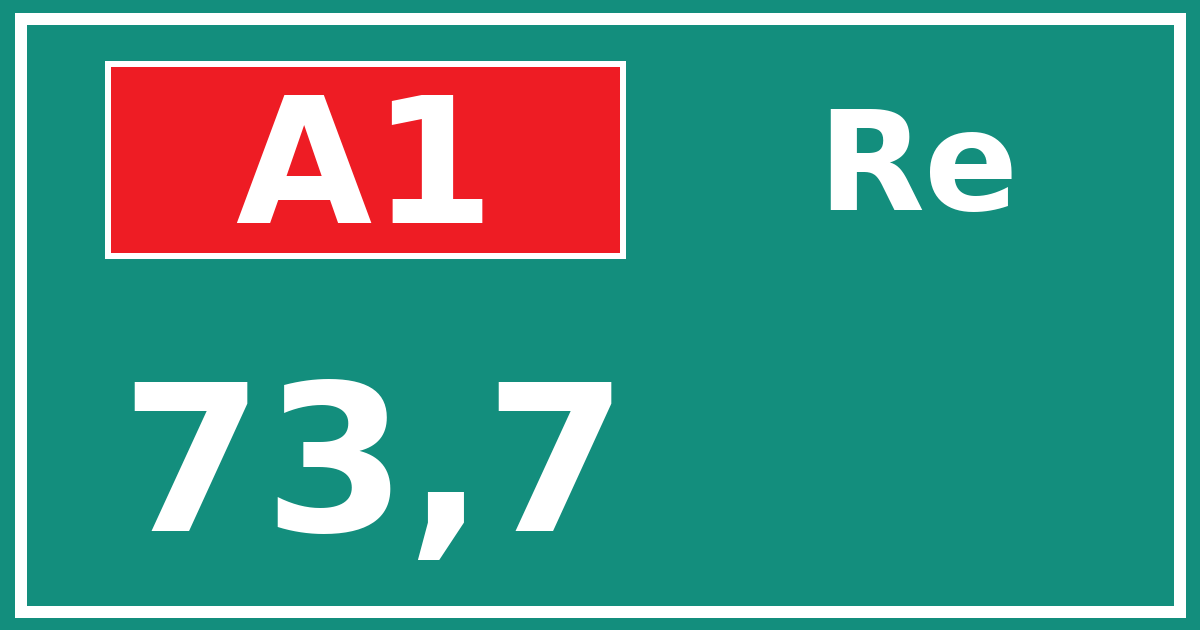 Hectometerbord A1 73,7 zijde Re