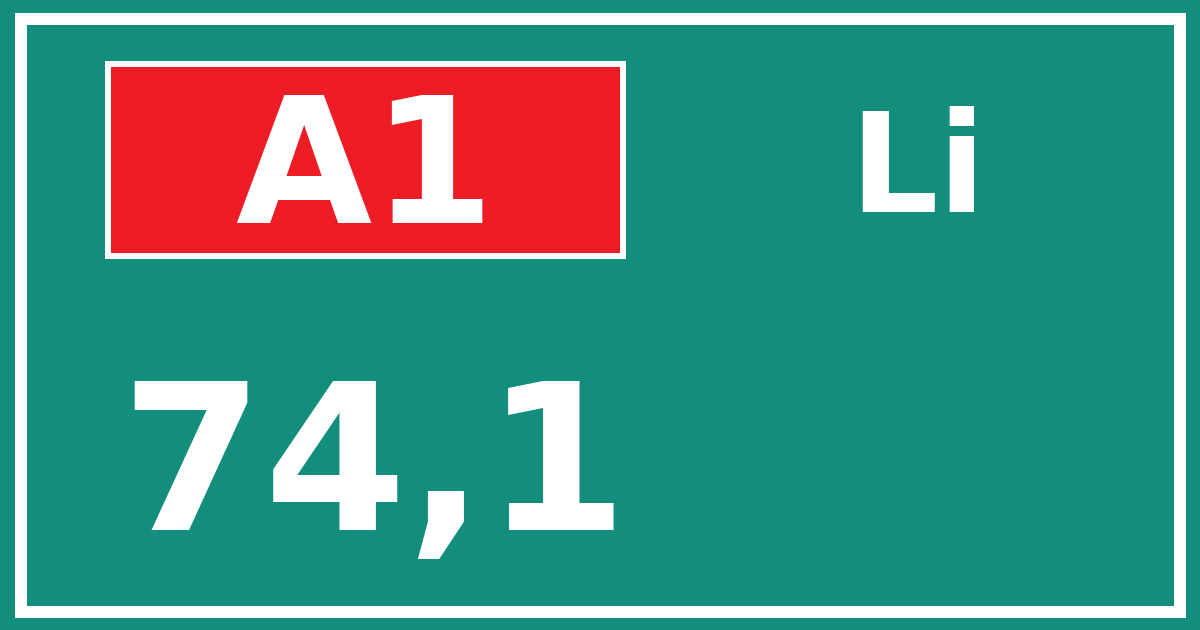 Hectometerbord A1 74,1 zijde Li