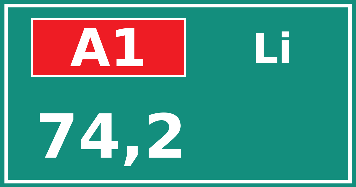 Hectometerbord A1 74,2 zijde Li