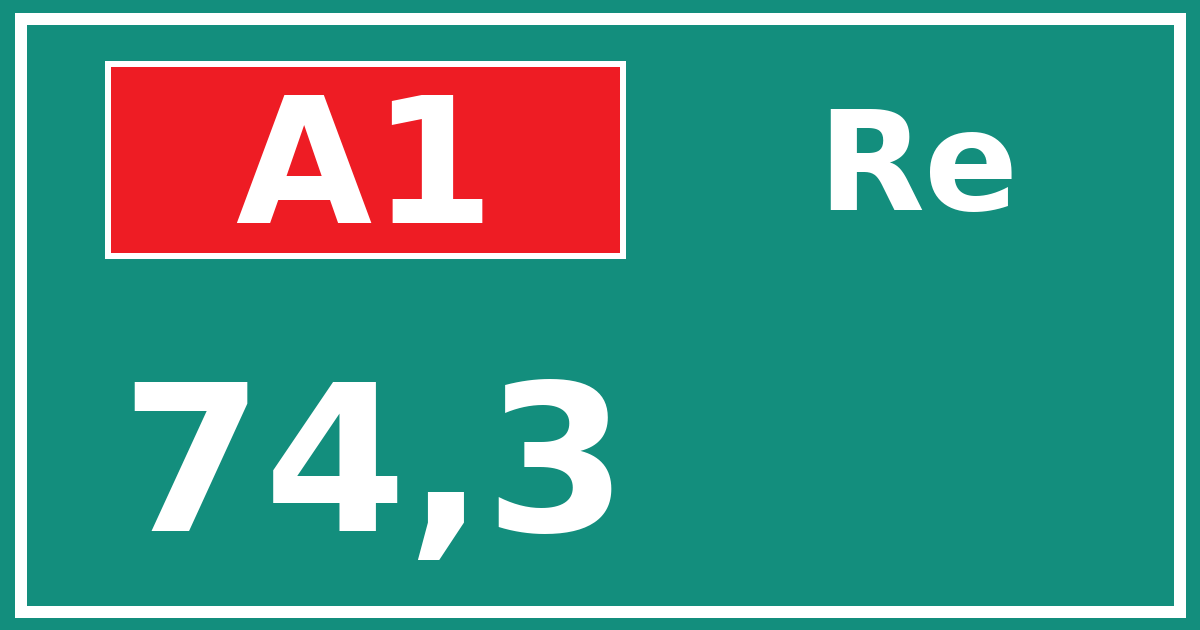 Hectometerbord A1 74,3 zijde Re