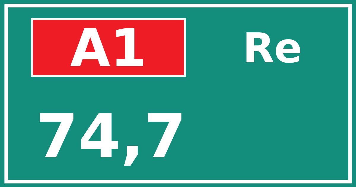 Hectometerbord A1 74,7 zijde Re