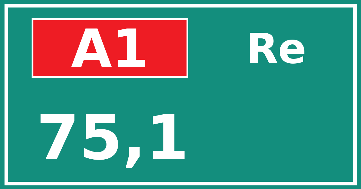 Hectometerbord A1 75,1 zijde Re
