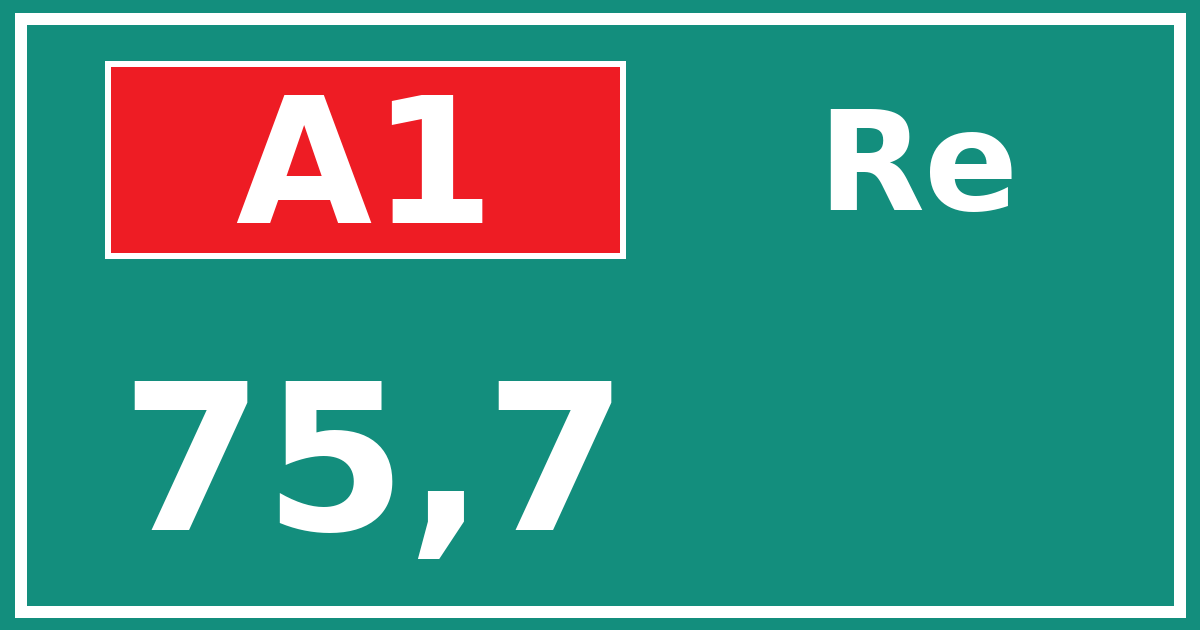 Hectometerbord A1 75,7 zijde Re