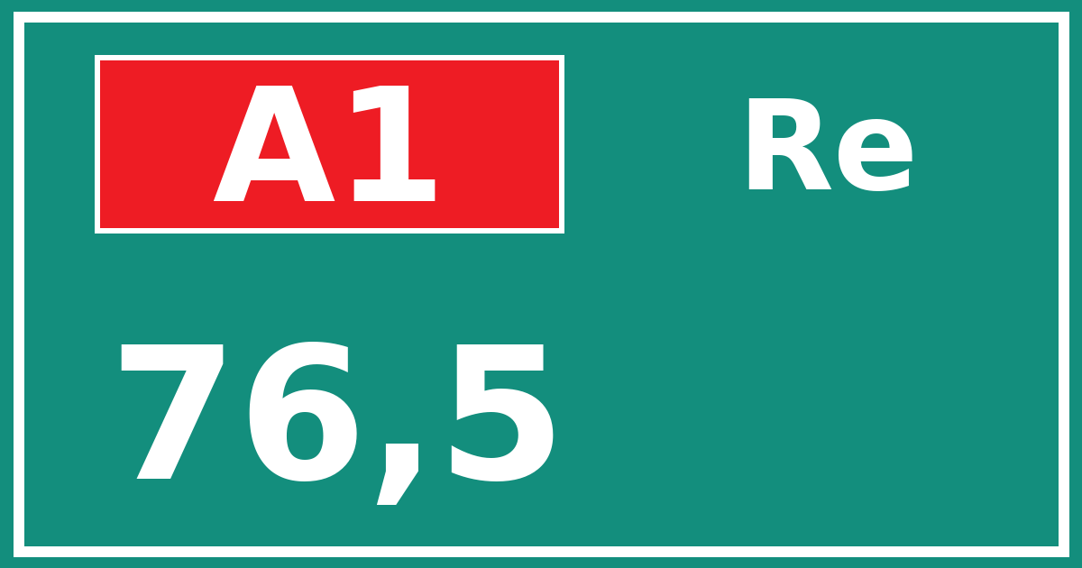 Hectometerbord A1 76,5 zijde Re