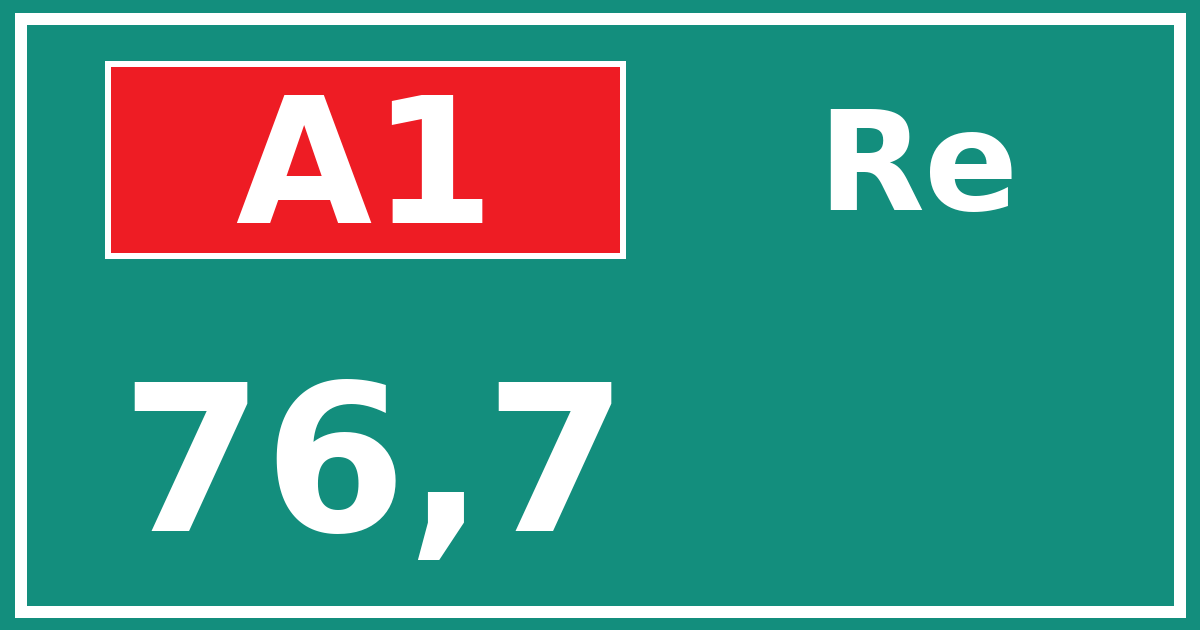 Hectometerbord A1 76,7 zijde Re