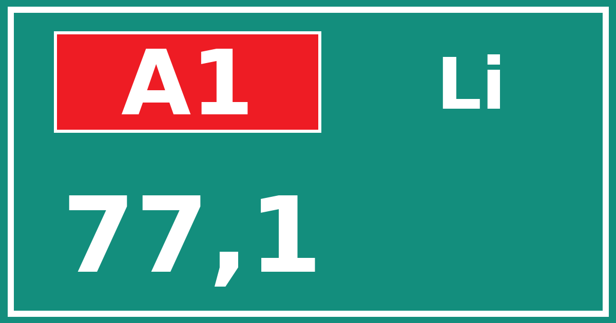 Hectometerbord A1 77,1 zijde Li