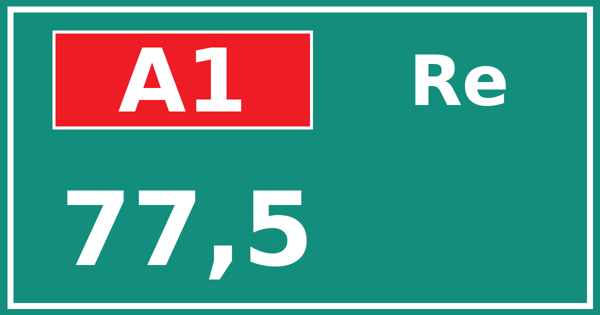 Hectometerbord A1 77,5 zijde Re