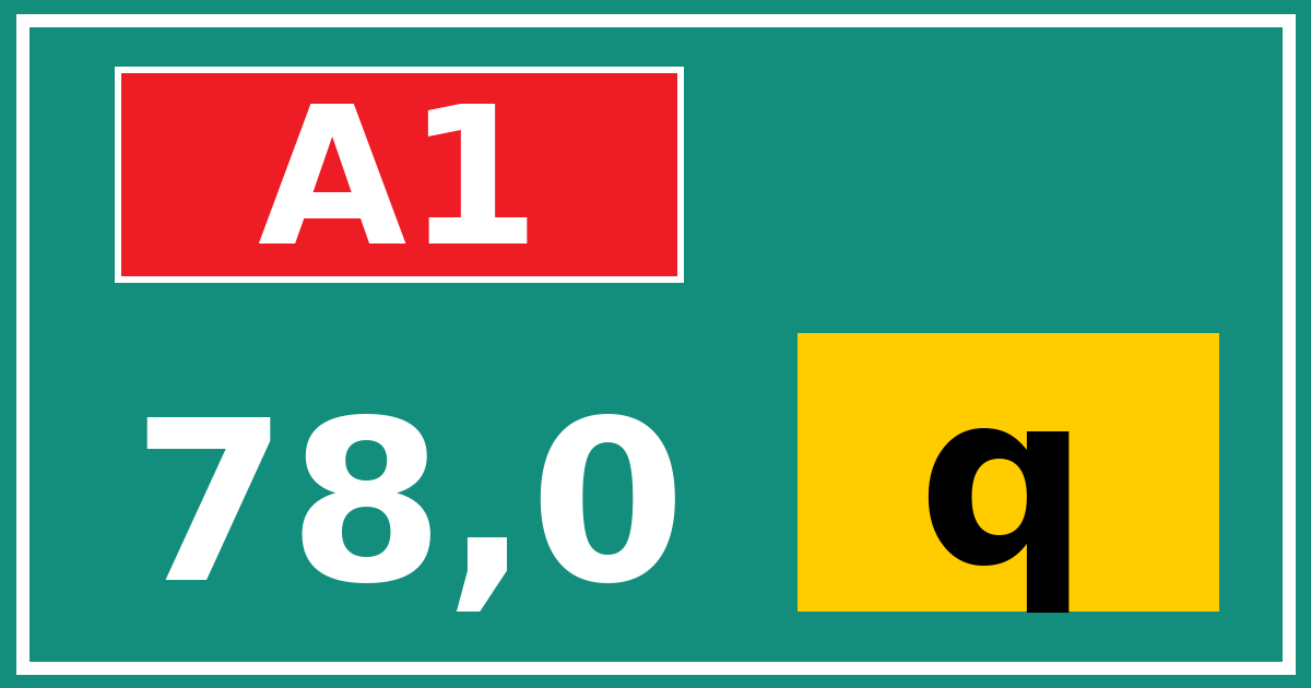Hectometerbord A1 78,0 letter q