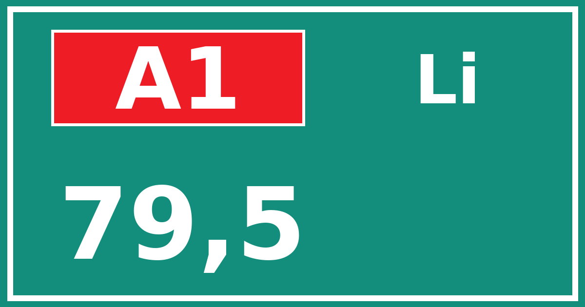 Hectometerbord A1 79,5 zijde Li