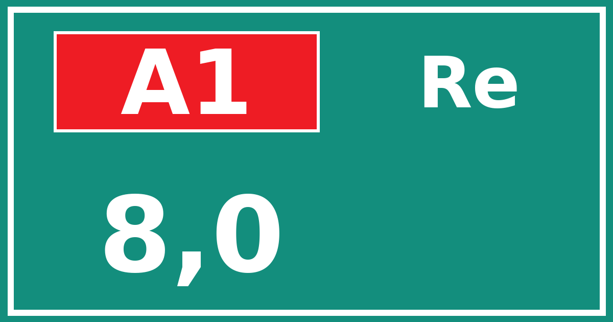 Hectometerbord A1 8,0 zijde Re
