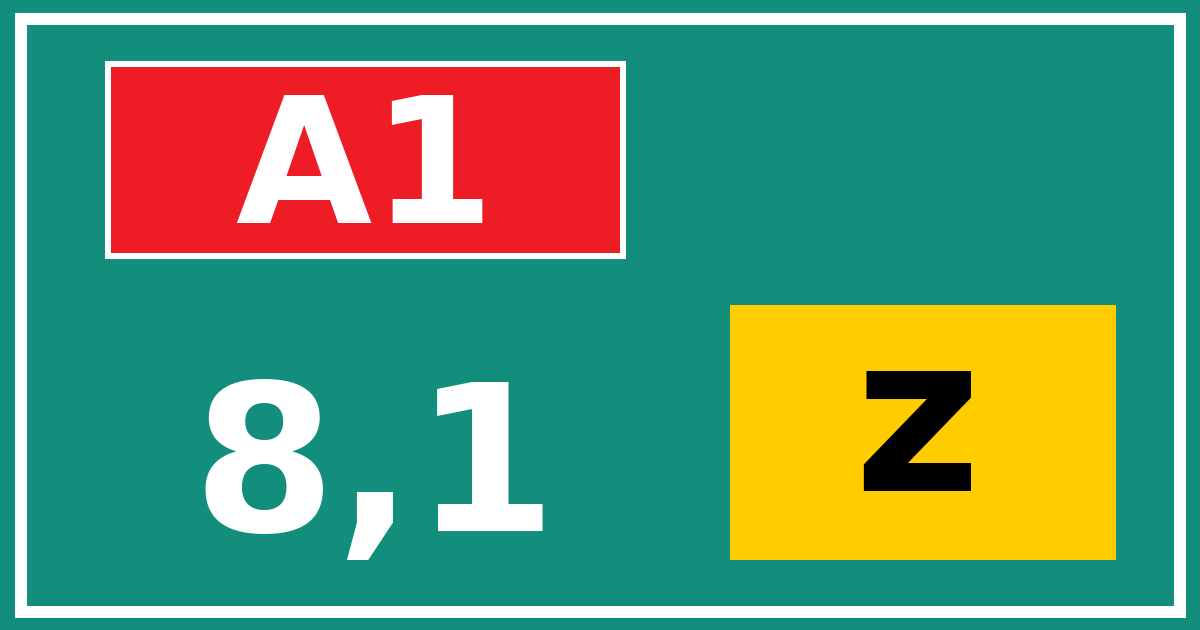 Hectometerbord A1 8,1 letter z