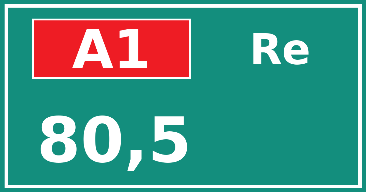 Hectometerbord A1 80,5 zijde Re