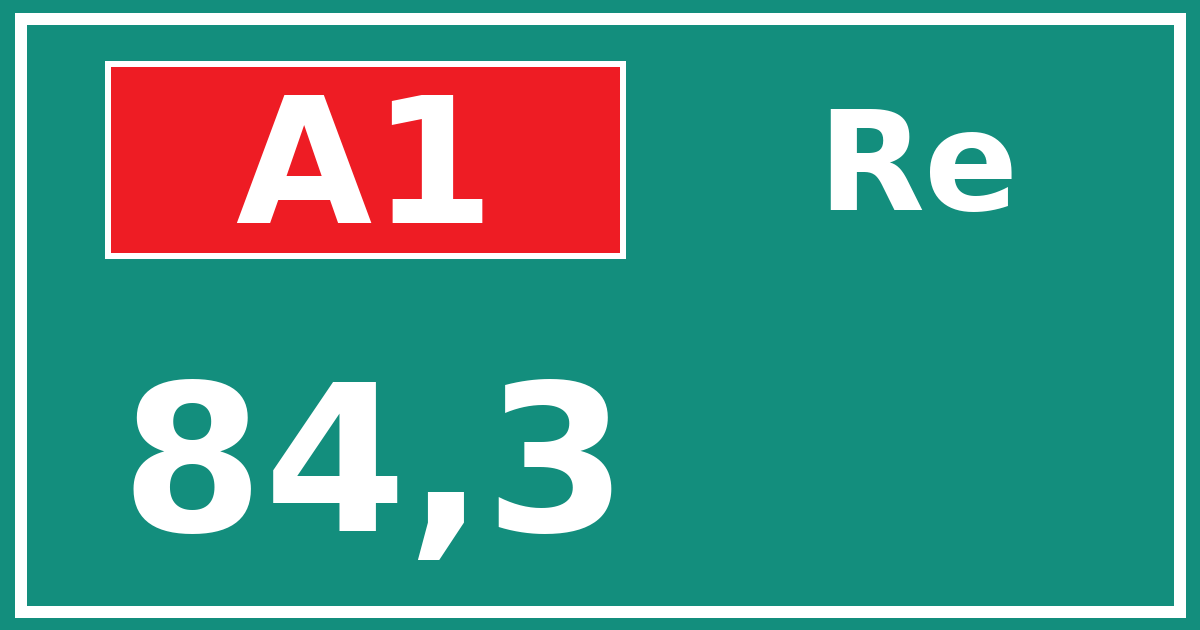 Hectometerbord A1 84,3 zijde Re