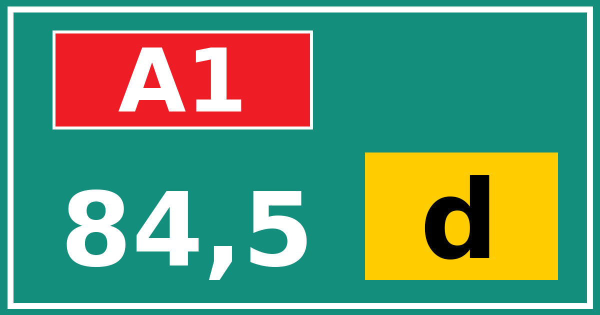 Hectometerbord A1 84,5 letter d