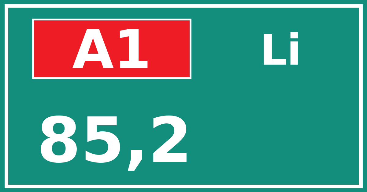 Hectometerbord A1 85,2 zijde Li