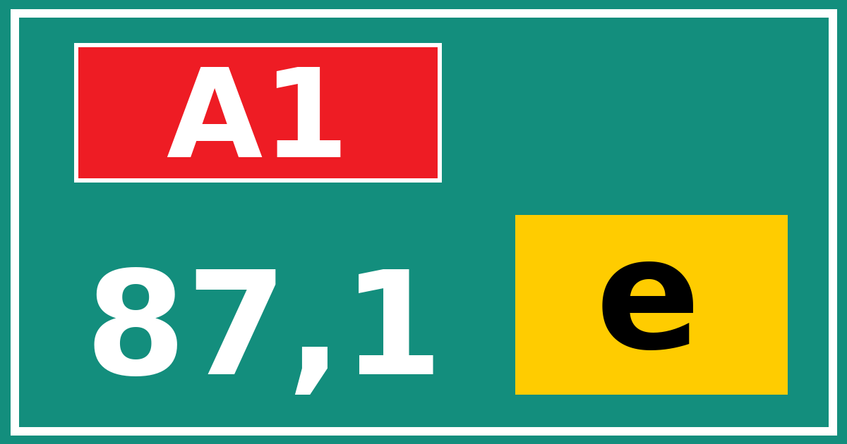 Hectometerbord A1 87,1 letter e