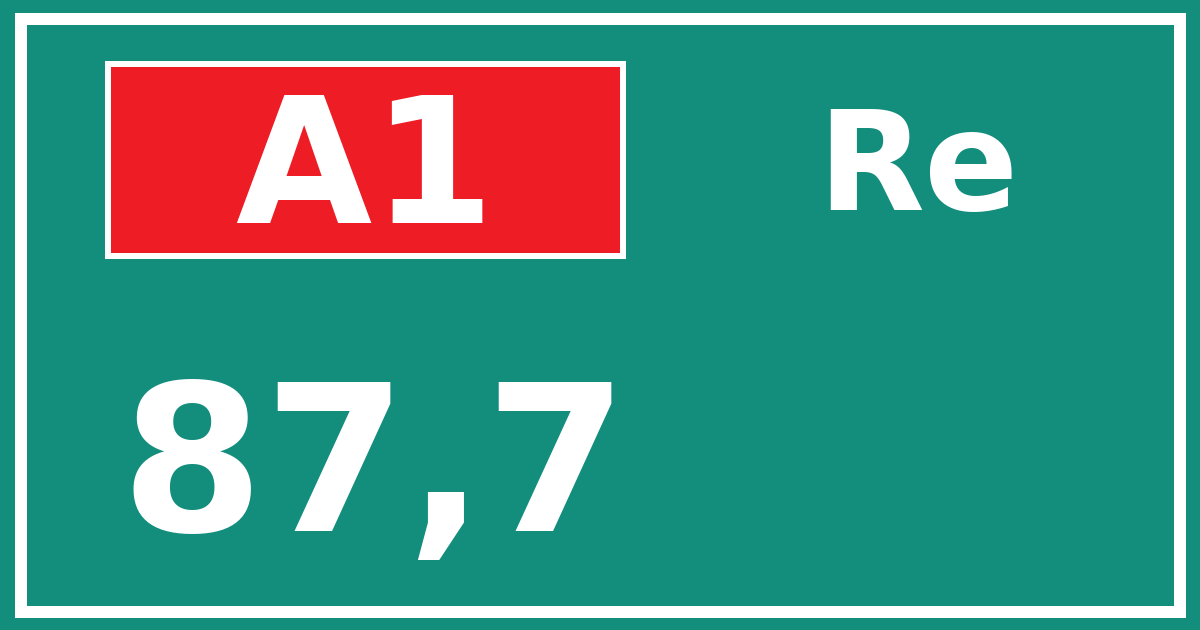 Hectometerbord A1 87,7 zijde Re