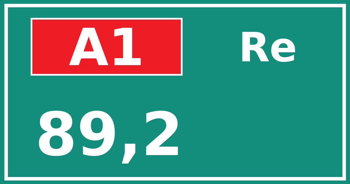 Hectometerbord A1 89,2 zijde Re