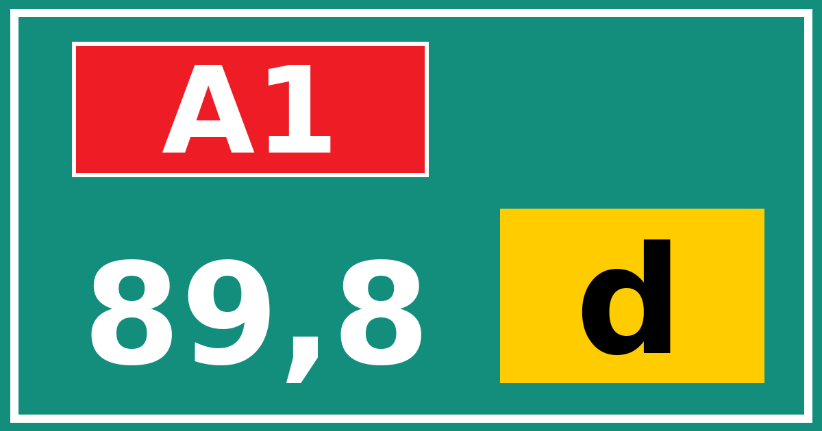 Hectometerbord A1 89,8 letter d
