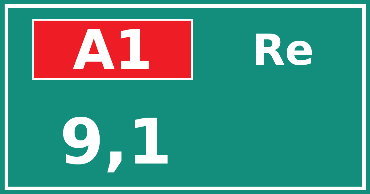 Hectometerbord A1 9,1 zijde Re