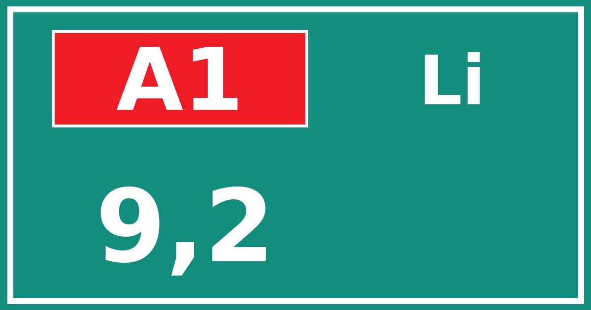 Hectometerbord A1 9,2 zijde Li