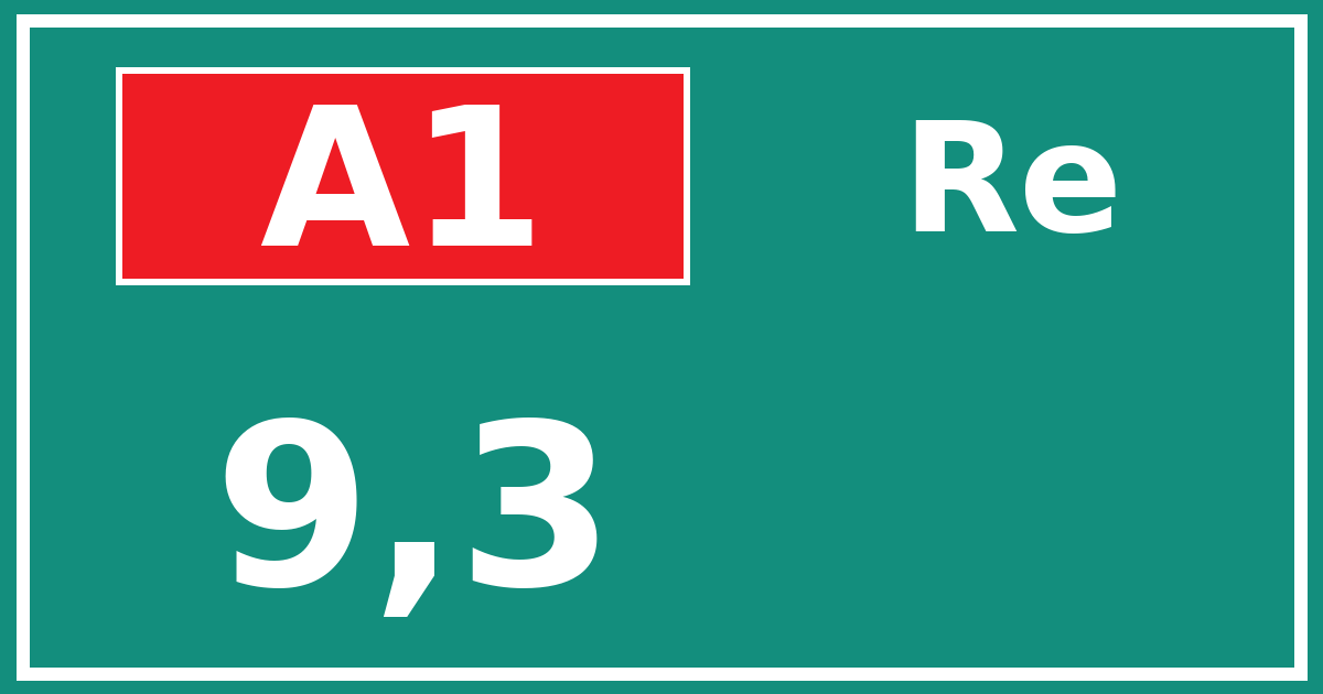 Hectometerbord A1 9,3 zijde Re