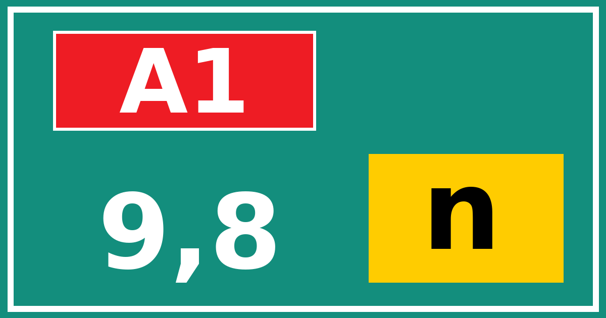 Hectometerbord A1 9,8 letter n