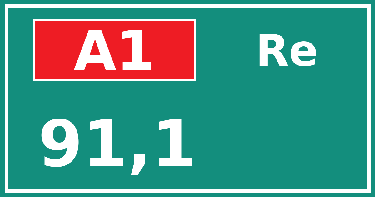 Hectometerbord A1 91,1 zijde Re
