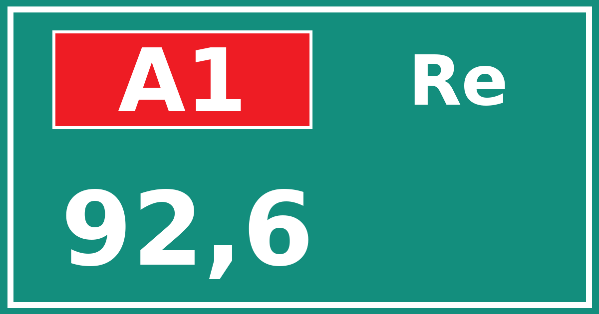 Hectometerbord A1 92,6 zijde Re