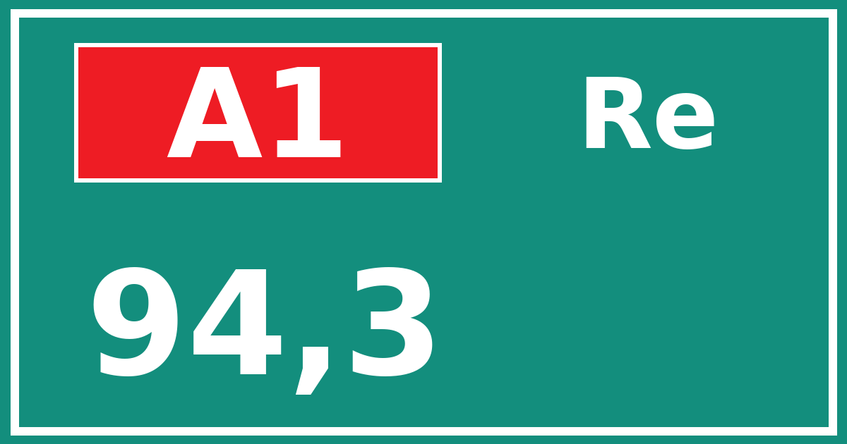 Hectometerbord A1 94,3 zijde Re