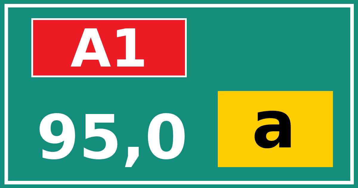 Hectometerbord A1 95,0 letter a