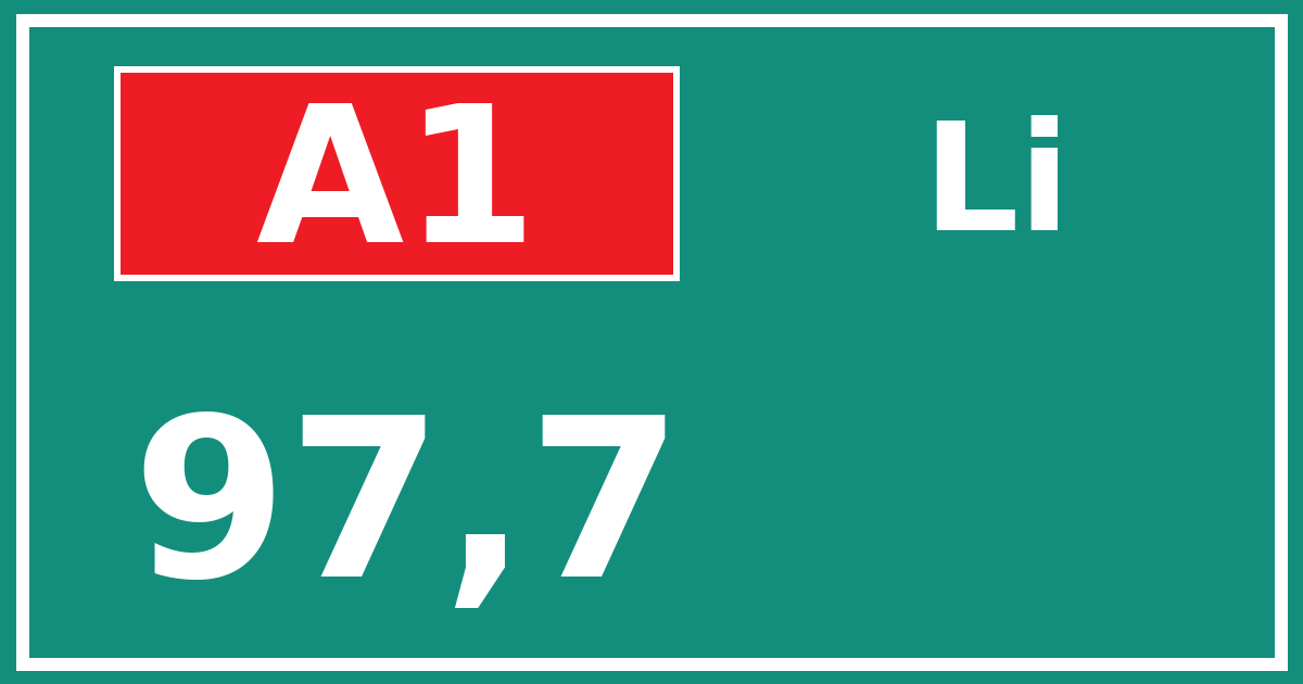 Hectometerbord A1 97,7 zijde Li