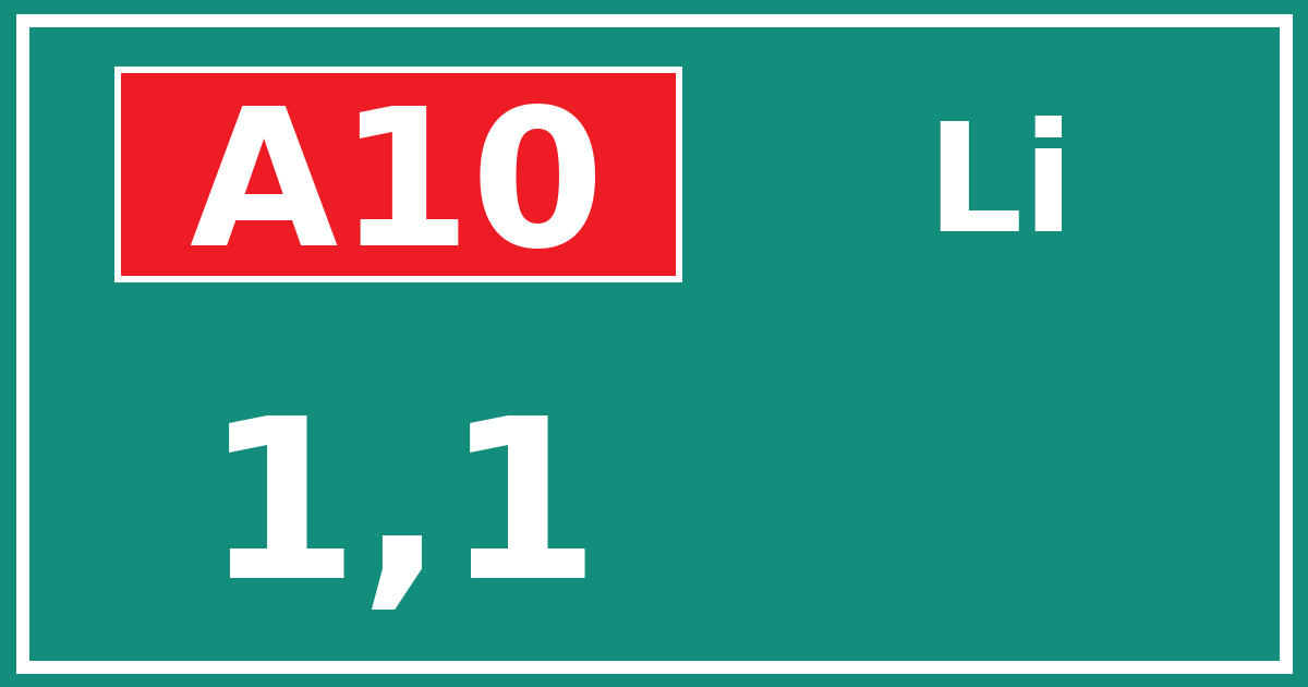 Hectometerbord A10 1,1 zijde Li