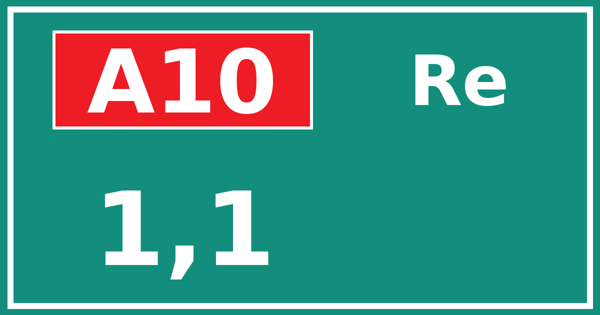 Hectometerbord A10 1,1 zijde Re