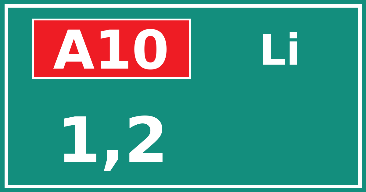 Hectometerbord A10 1,2 zijde Li