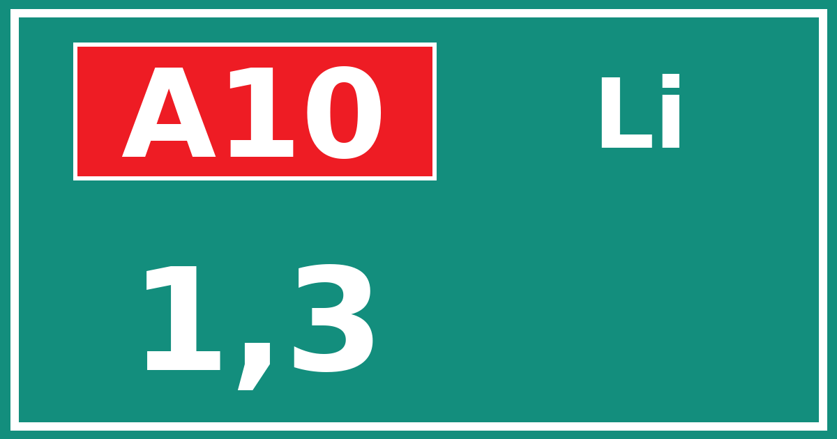 Hectometerbord A10 1,3 zijde Li