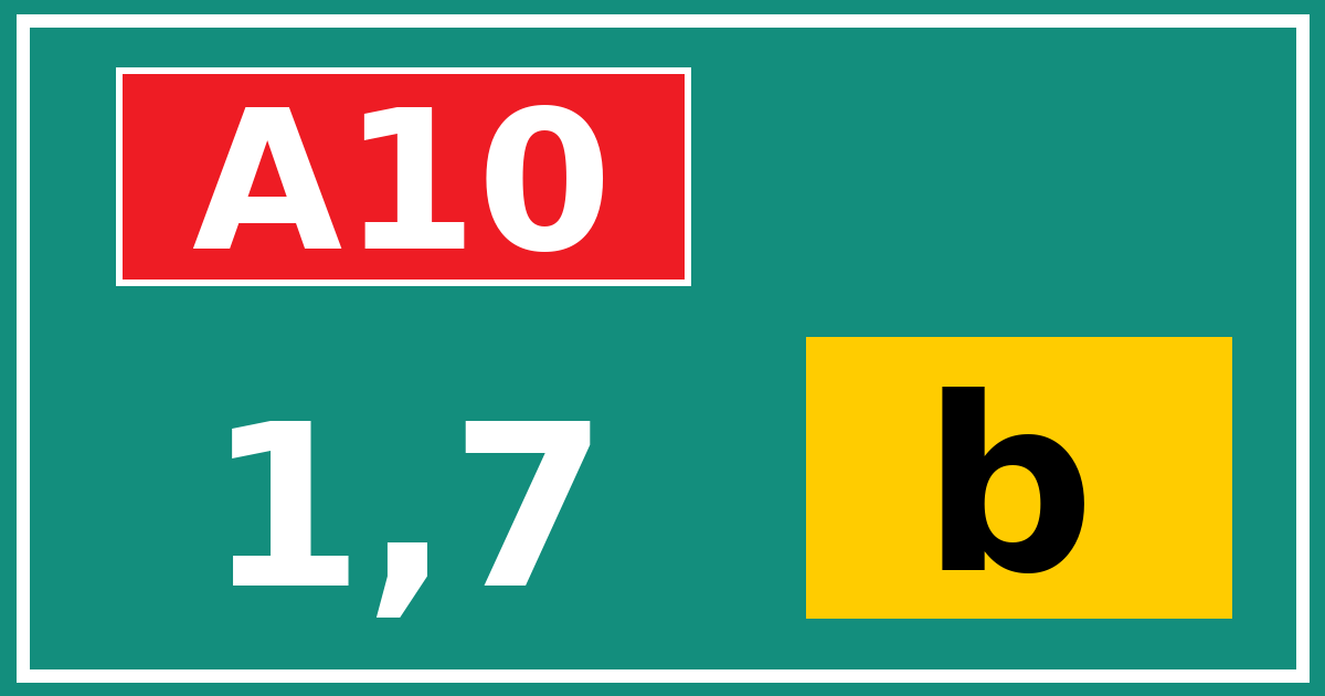 Hectometerbord A10 1,7 letter b