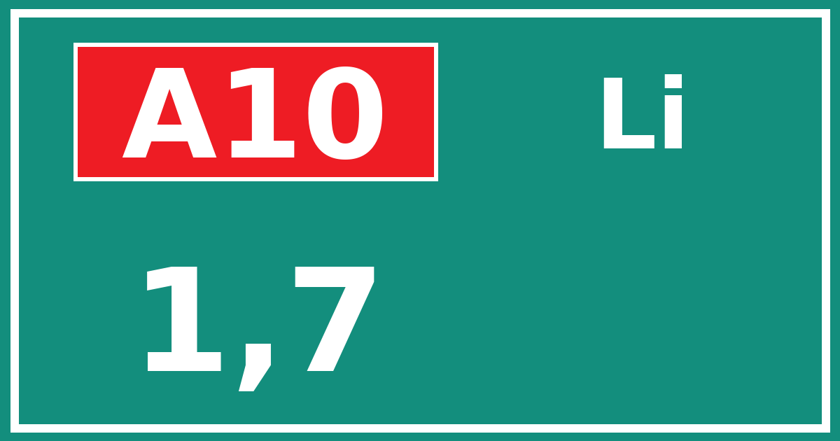 Hectometerbord A10 1,7 zijde Li
